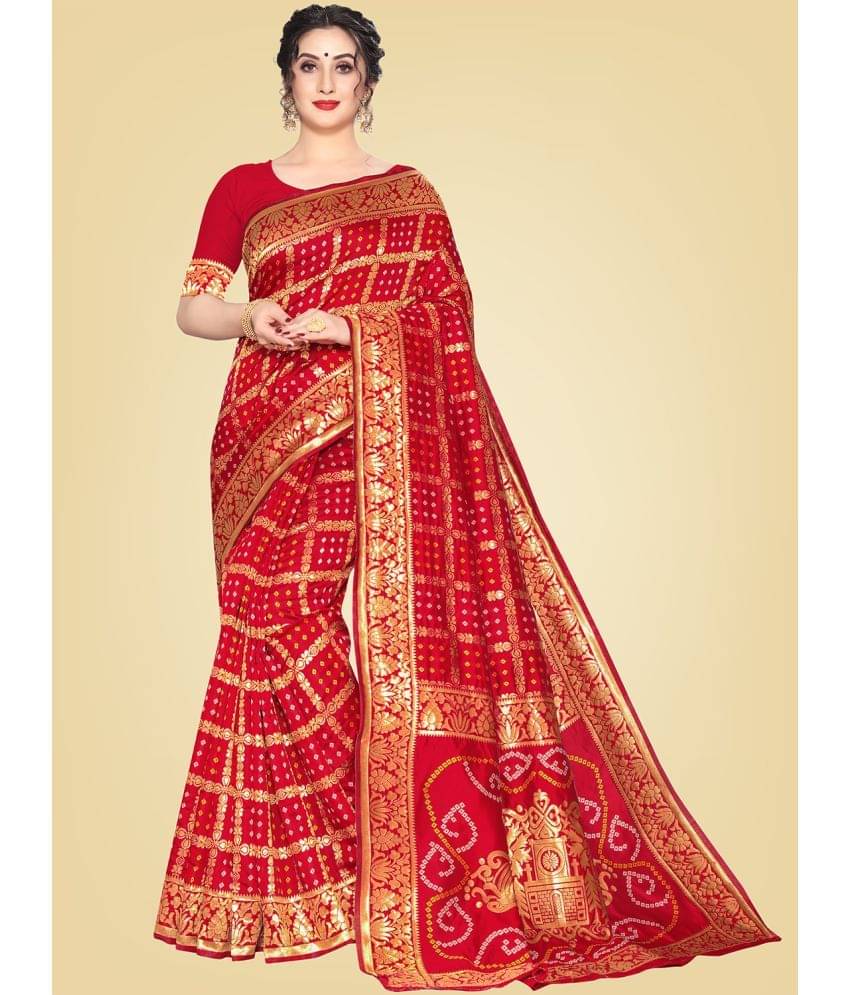 Leeza Store Silk Blend Embellished Saree With Unstitched Blouse Piece ( Red )     			Leeza Store Silk Blend Embellished Saree With Unstitched Blouse Piece ( Red )