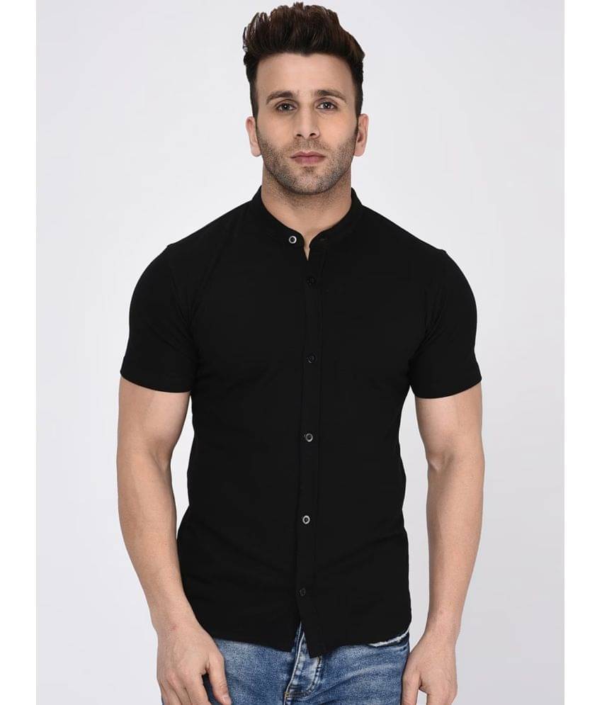     			RELANE Cotton Blend Regular Fit Solids Half Sleeves Men's Casual Shirt - Black ( Pack of 1 )