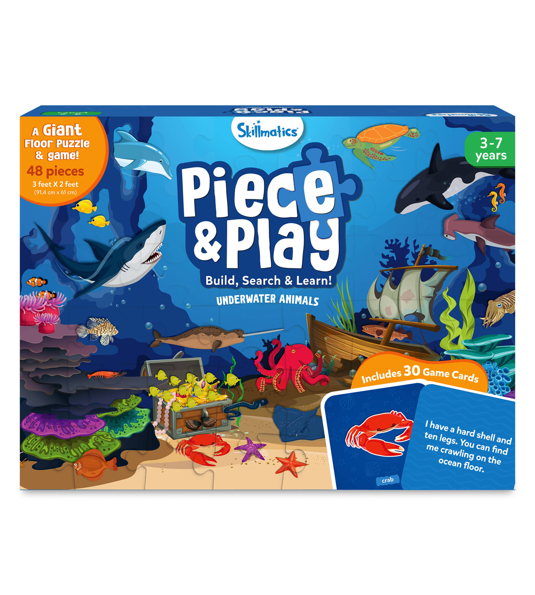     			Skillmatics Floor Puzzle & Game - Piece & Play Underwater Animals, Jigsaw & Toddler Puzzles, Educational Toy, Gifts for Boys & Girls Ages 3, 4, 5, 6, 7 (48 Pieces, 2 x 3 feet)