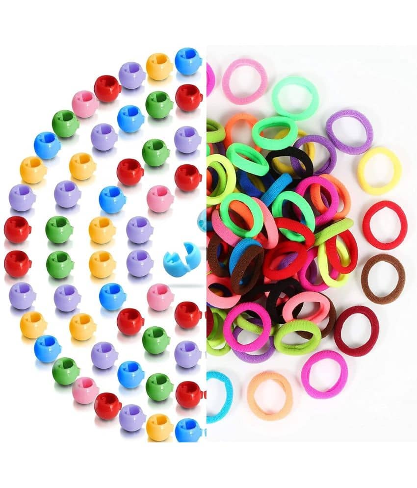 Snowpearl 100 Pieces Stylish Hair Accessories for Kids – Mini Beads Hair Claw Clips | Mini Rubber Hair Bands - Multicolor for Girls - Jewellery Sets | Buy online on ZillyBuy
