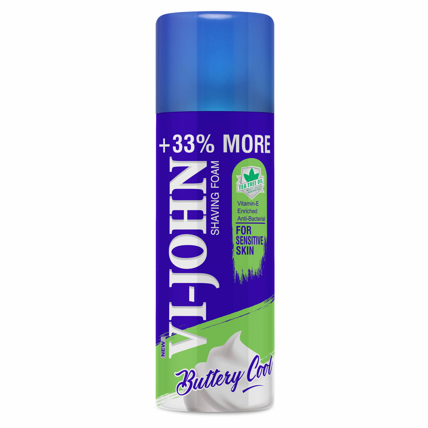 VI-JOHN Sensitive Skin Shaving Foam Enriched With Vitamin E,Tea Tree Oil 400g Pack of 2 VI-JOHN Sensitive Skin Shaving Foam Enriched With Vitamin E,Tea Tree Oil 400g Pack of 2