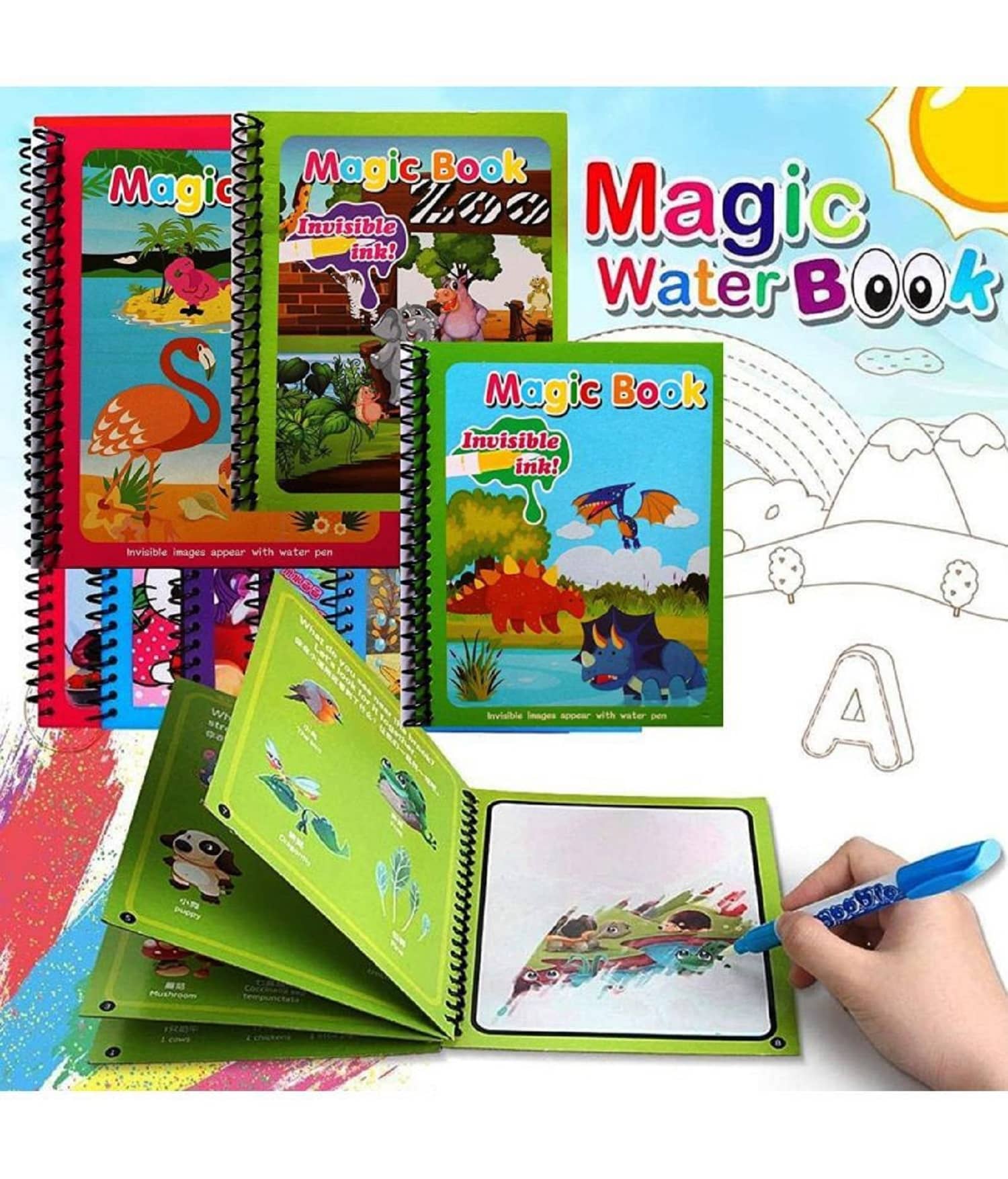 Water Magic Book, Magic Doodle Pen, Coloring Doodle Drawing Board Games for Kids, Educational Toy for Growing Kids - Stationery | Buy online on ZillyBuy