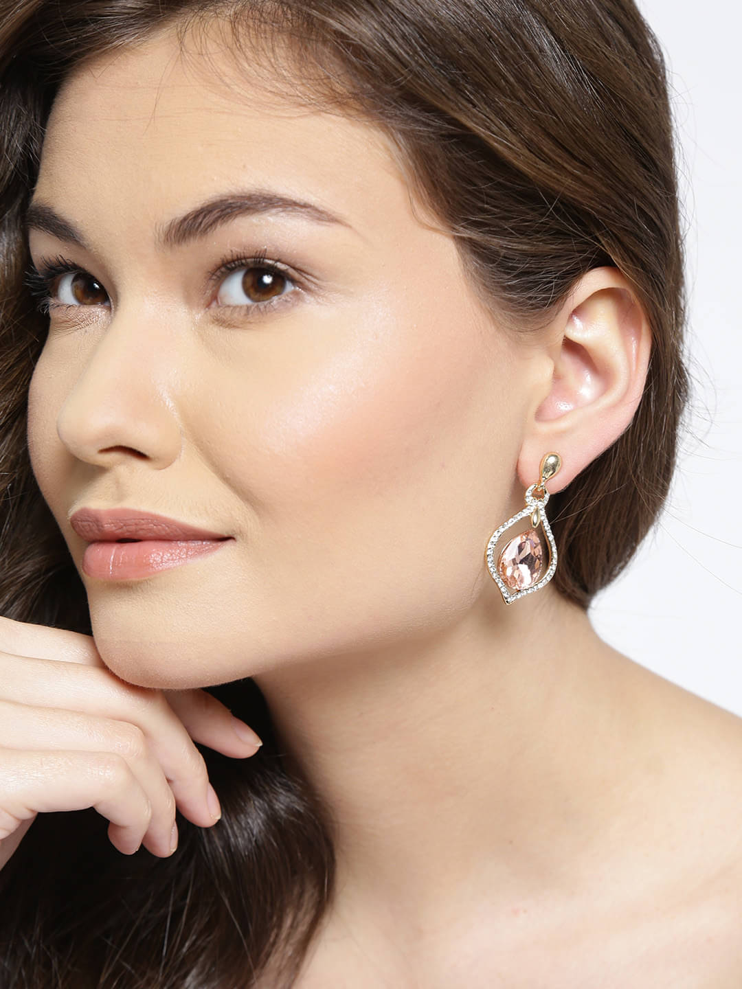     			YOUBELLA Beige Danglers Earrings ( Pack of 1 )