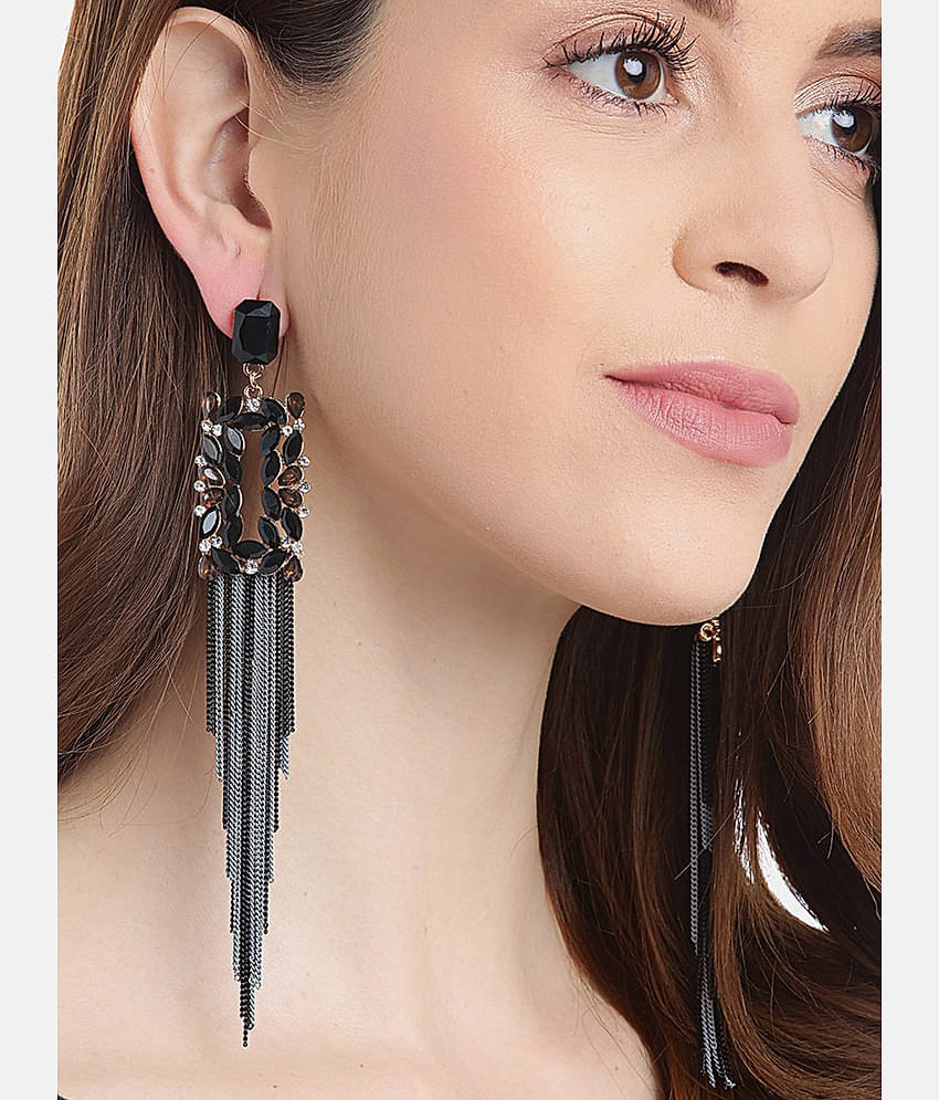 YOUBELLA Black Danglers Earrings ( Pack of 1 )