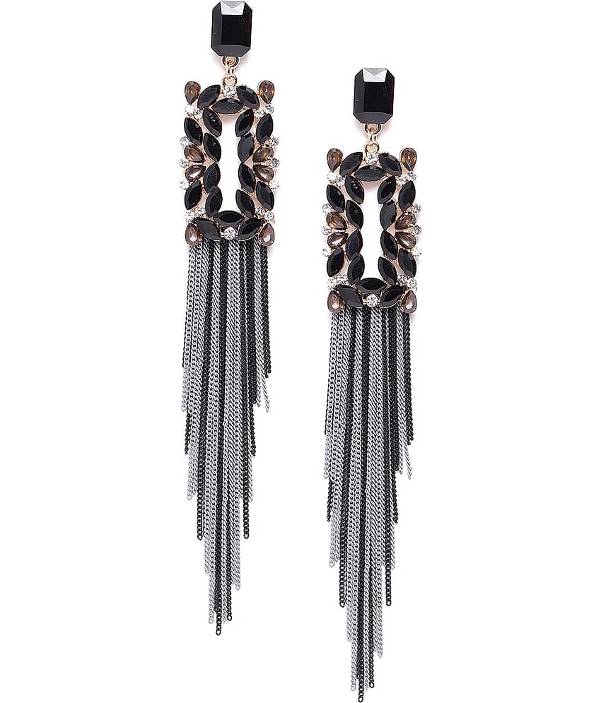 YOUBELLA Black Danglers Earrings ( Pack of 1 )