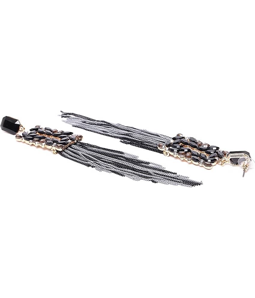 YOUBELLA Black Danglers Earrings ( Pack of 1 )