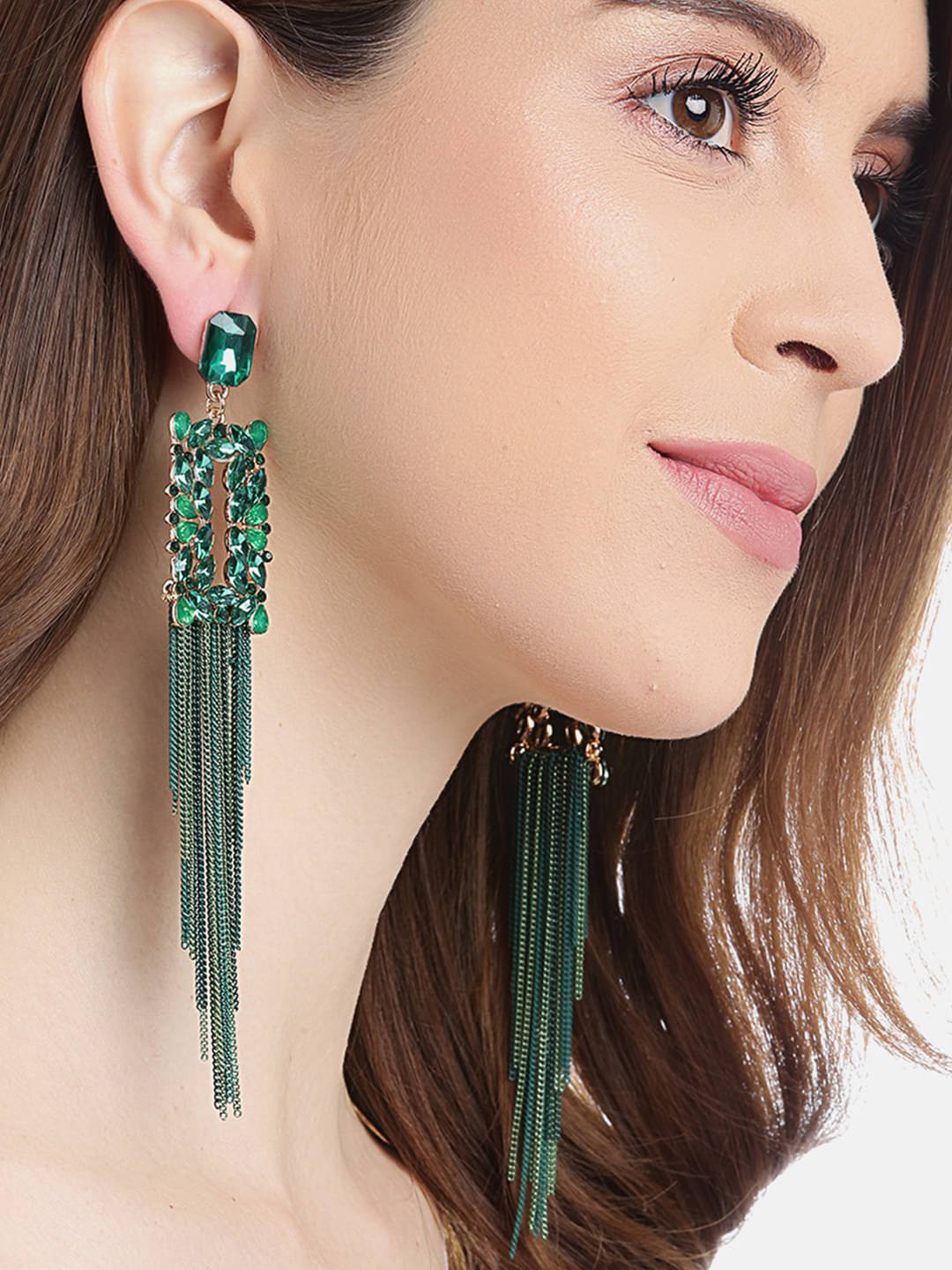     			YOUBELLA Green Danglers Earrings ( Pack of 1 )