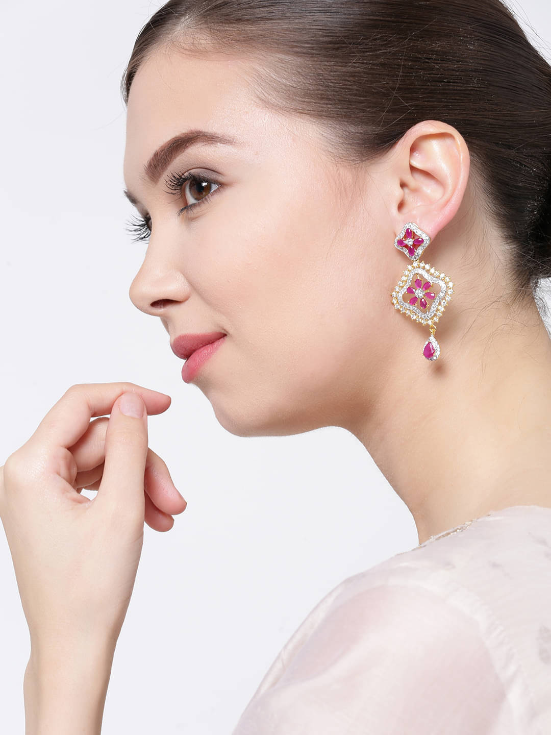     			YOUBELLA Magenta Danglers Earrings ( Pack of 1 )