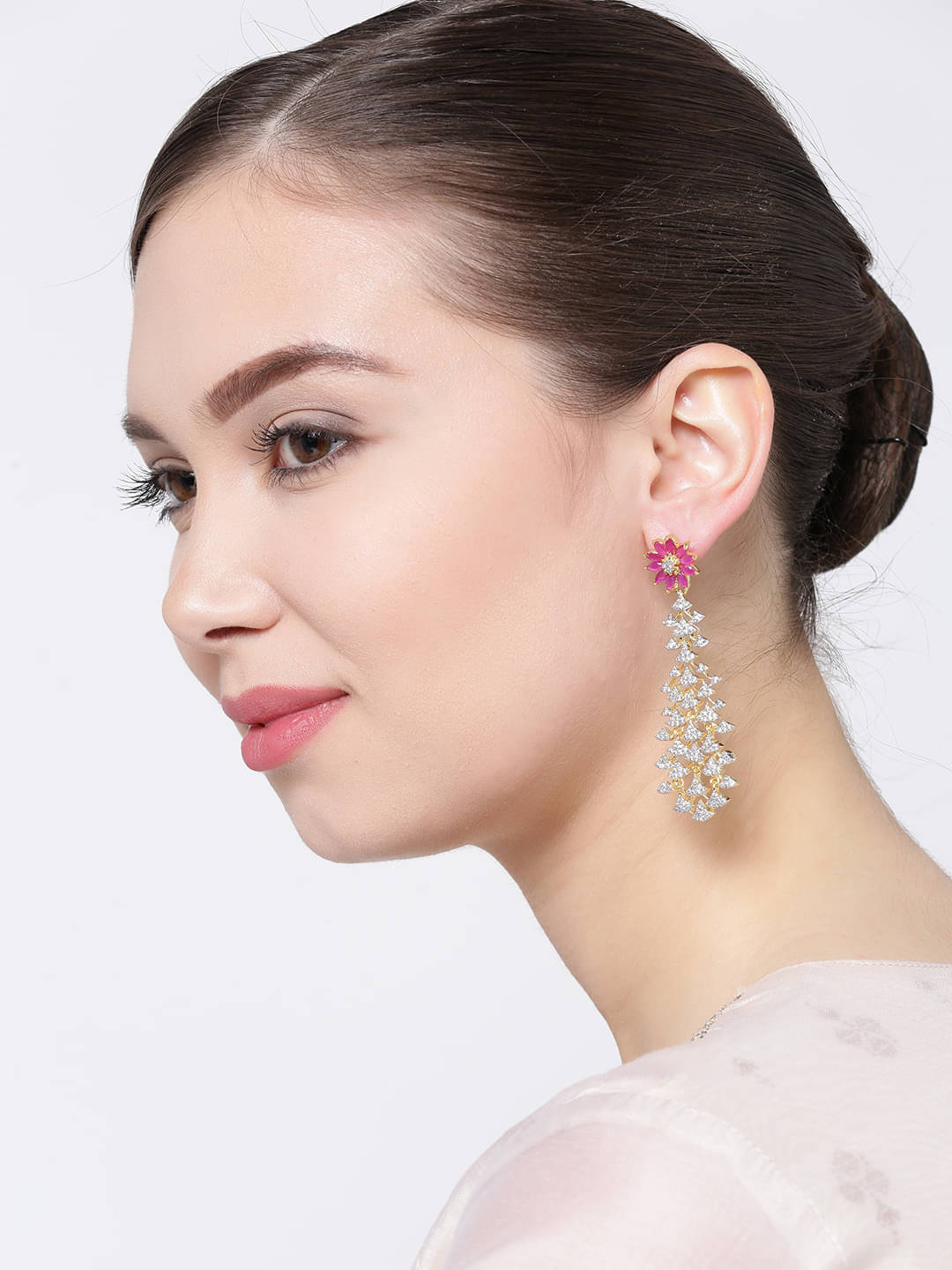     			YOUBELLA Pink Danglers Earrings ( Pack of 1 )