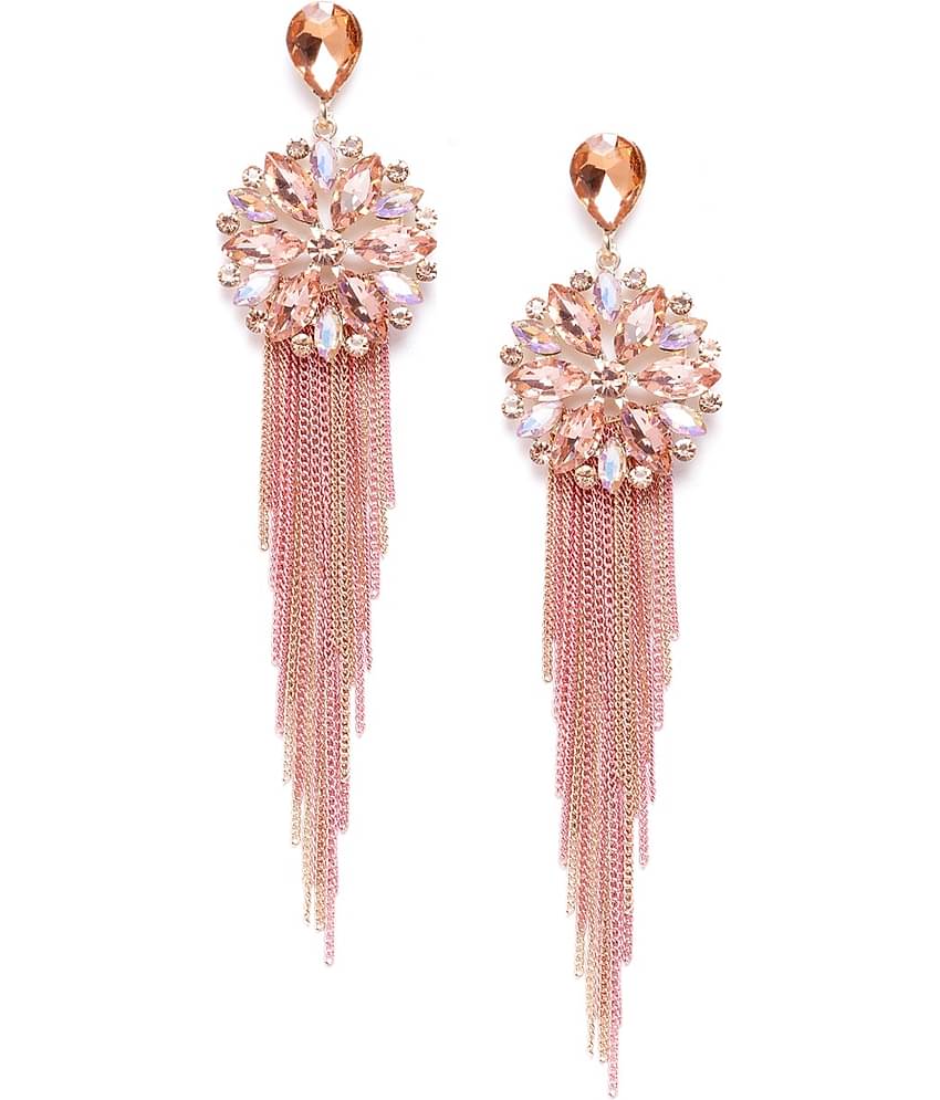 YOUBELLA Pink Danglers Earrings ( Pack of 1 )
