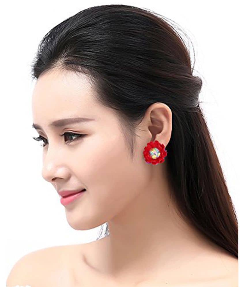 YOUBELLA Red Danglers Earrings ( Pack of 1 ) - Earrings | Buy online on ZillyBuy