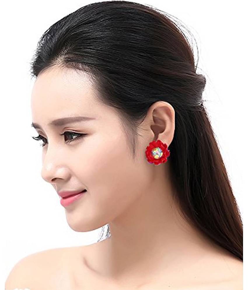 YOUBELLA Red Danglers Earrings ( Pack of 1 )