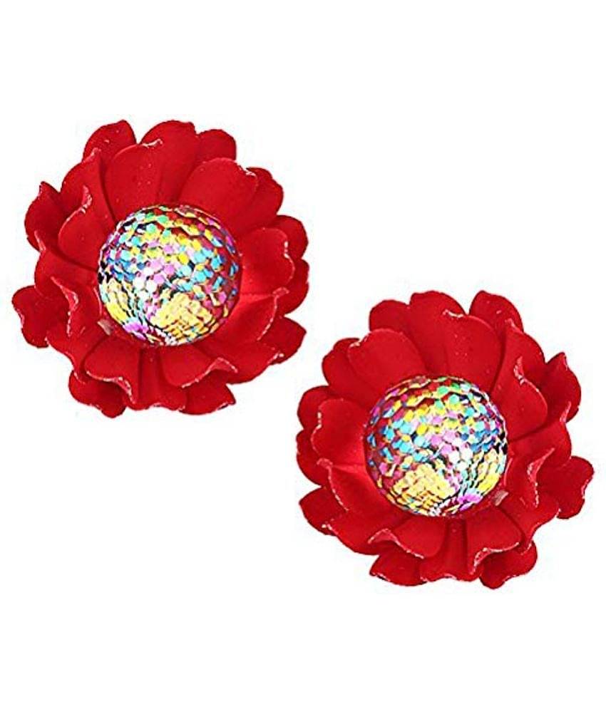 YOUBELLA Red Danglers Earrings ( Pack of 1 )