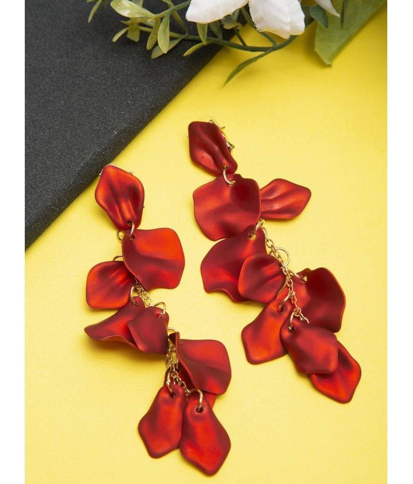    			YOUBELLA Red Danglers Earrings ( Pack of 1 )