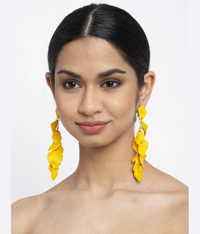 YOUBELLA Yellow Danglers Earrings ( Pack of 1 )