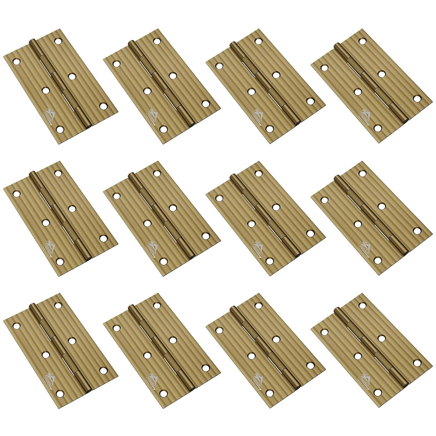     			Atlantic Heavy Window Door Hinges 3 Inch x 16 Gauge/1.7 MM Thickness Home/Office/Hotel for Main Window Door/Bedroom/Kitchen/Bathroom Premium Stainless Steel Welded Head, Antique Finish, Pack of 12 Pcs