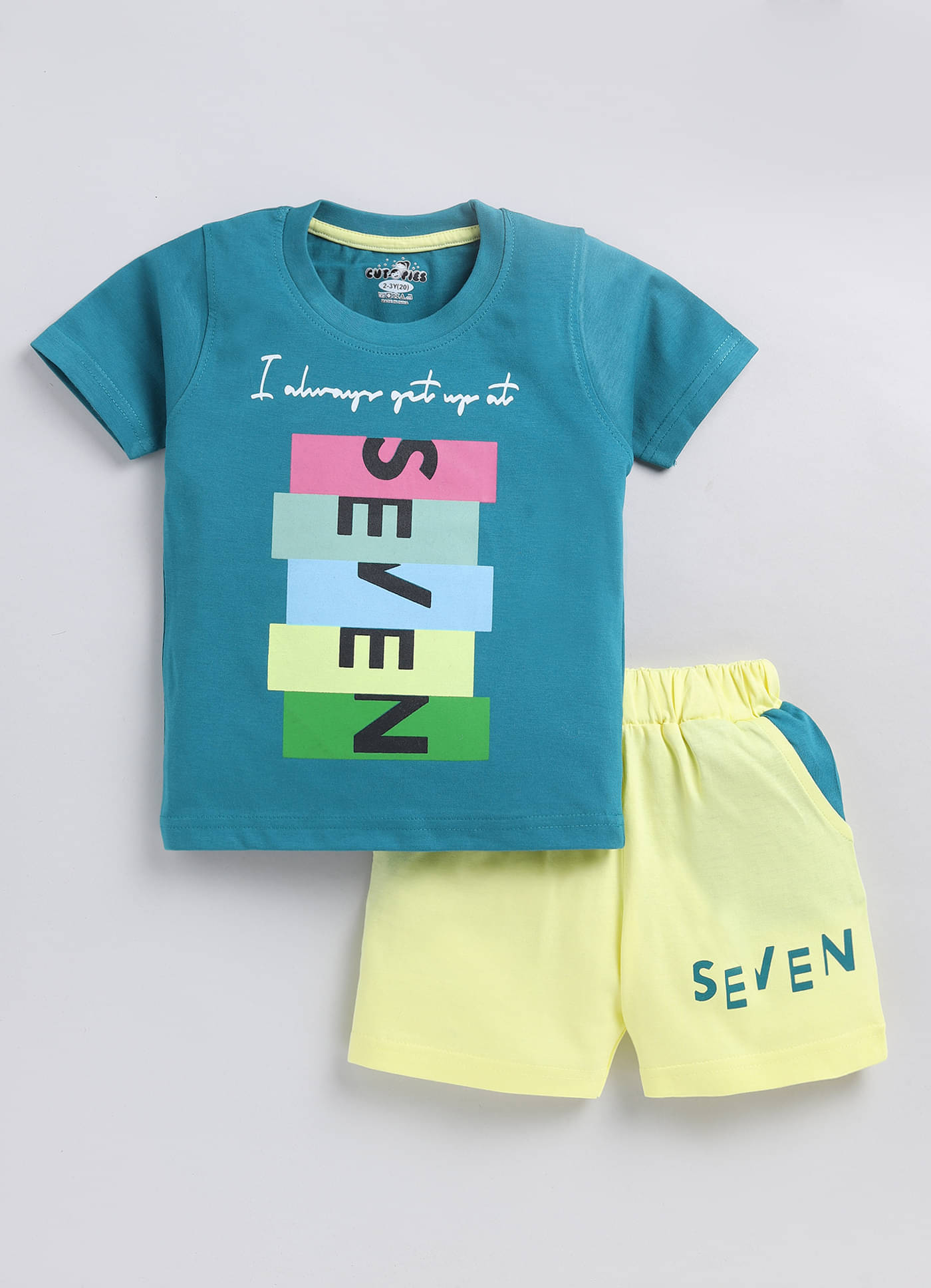     			CUTOPIES Pack of 1 Boys Cotton Blend T-Shirt & Shorts Set ( Blue )