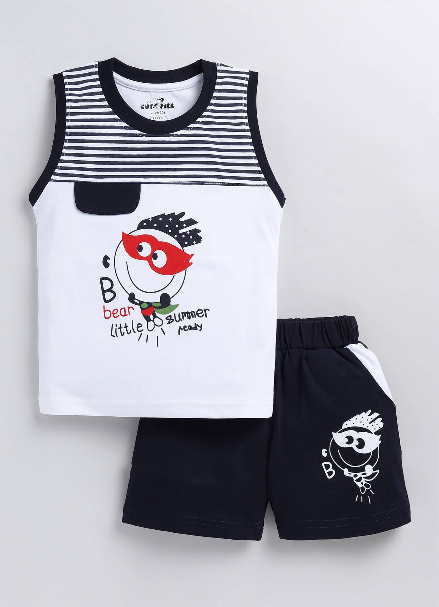     			CUTOPIES Pack of 1 Boys Cotton Blend T-Shirt & Shorts Set ( Navy )