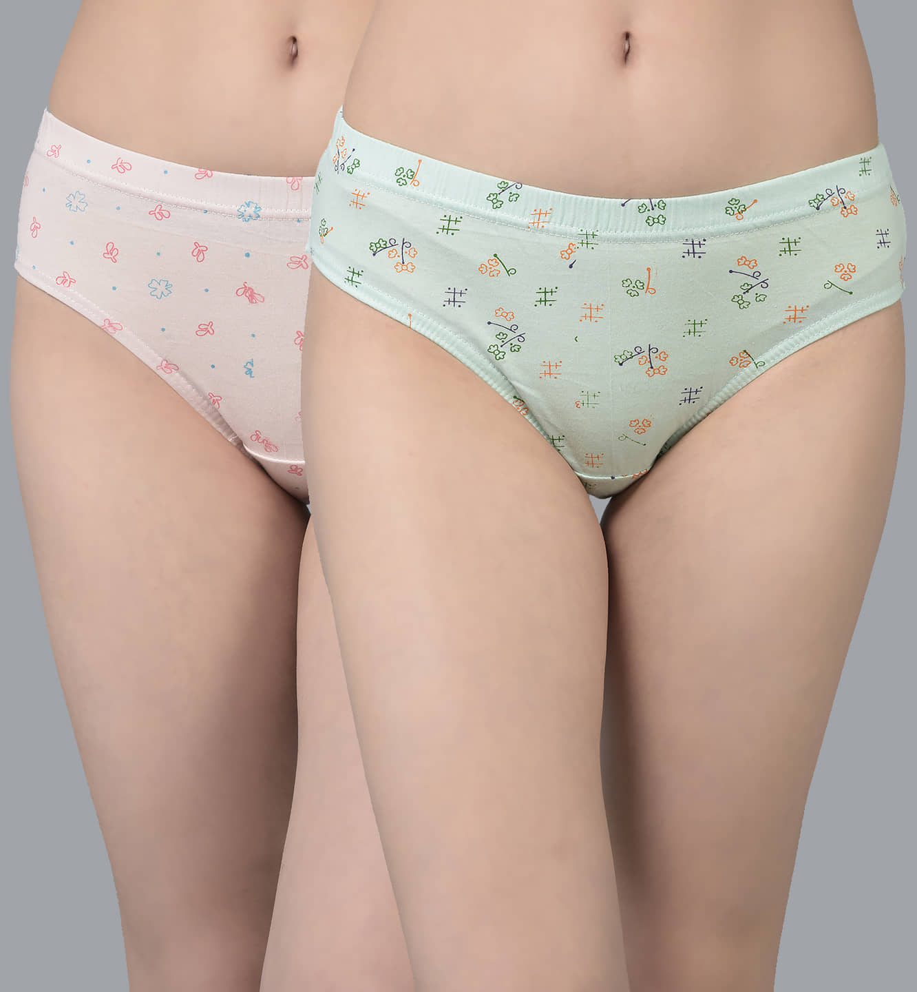 Dollar Missy Pack of 2 Cotton Printed Women's Hipster ( Multi Color )