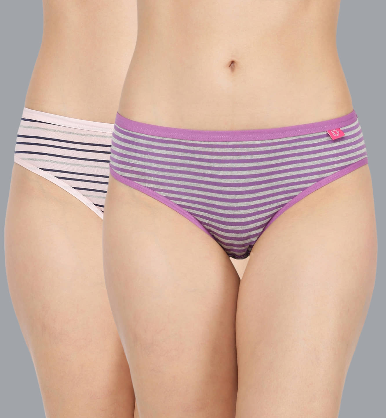Dollar Missy Pack of 2 Cotton Striped Women's Hipster ( Multi Color )
