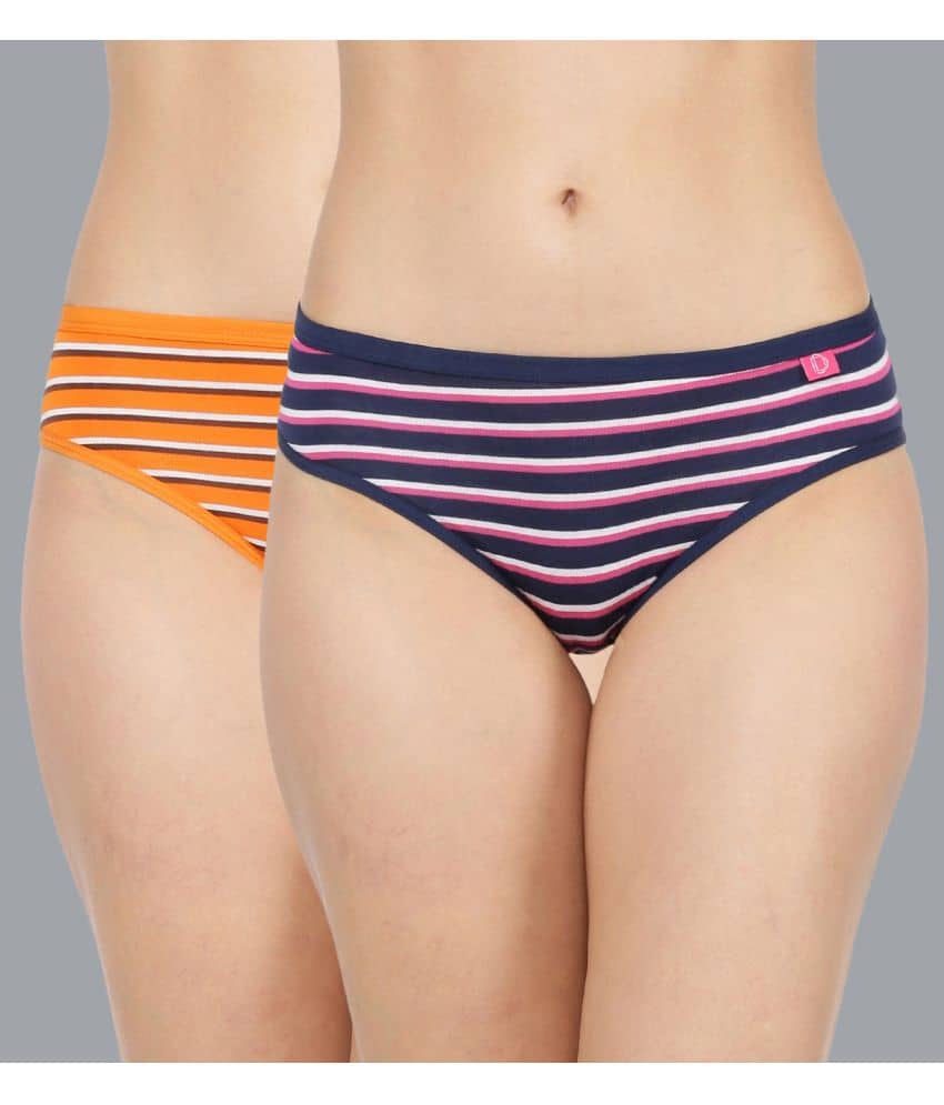 Dollar Missy Pack of 2 Cotton Striped Women's Hipster ( Multi Color )
