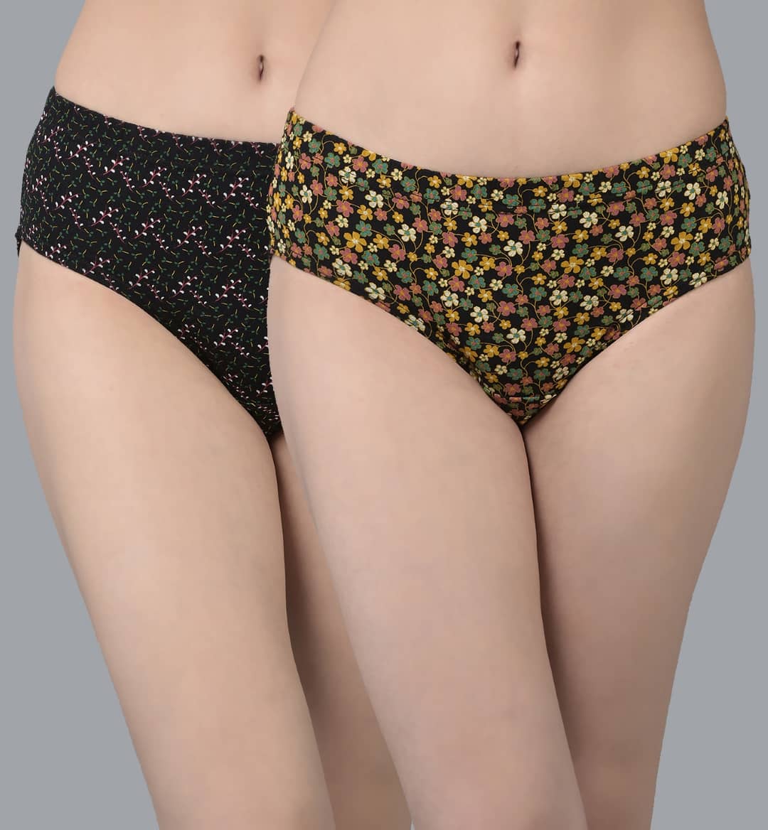 Dollar Missy Pack of 2 Cotton Printed Women's Hipster ( Multi Color )