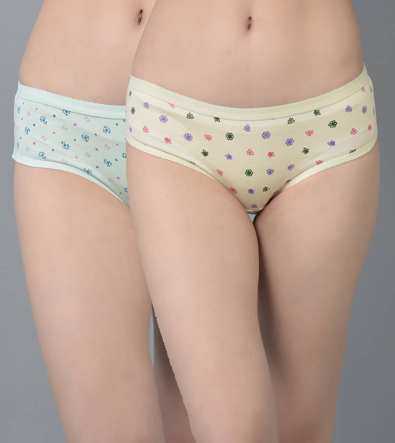 Dollar Missy Pack of 2 Cotton Printed Women's Hipster ( Multi Color )