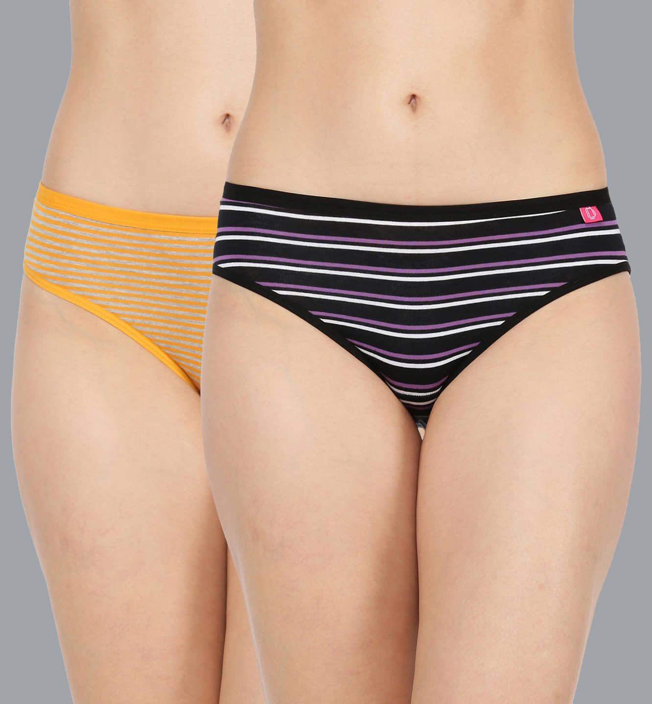Dollar Missy Pack of 2 Cotton Striped Women's Hipster ( Multi Color )