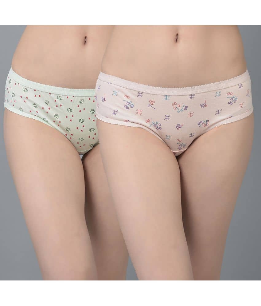 Dollar Missy Pack of 2 Cotton Printed Women's Hipster ( Multi Color )