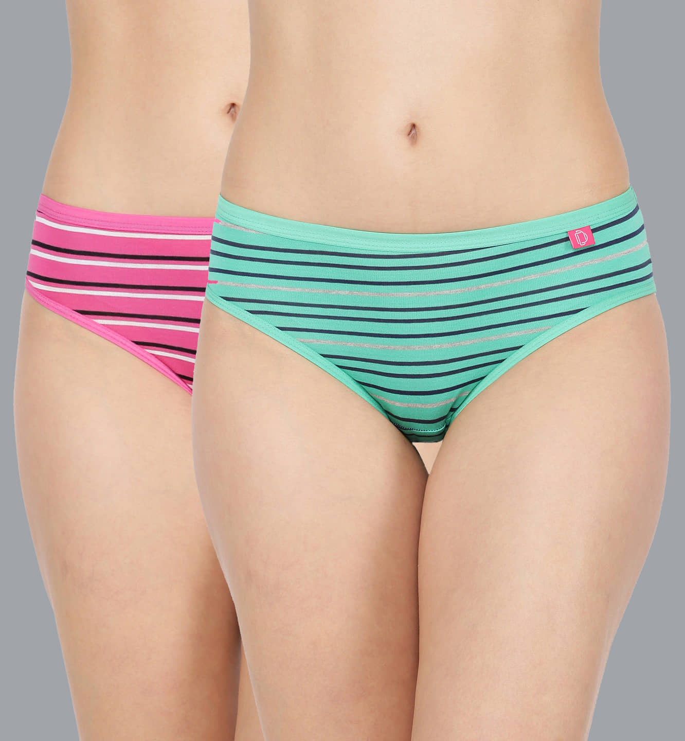 Dollar Missy Pack of 2 Cotton Striped Women's Hipster ( Multi Color )