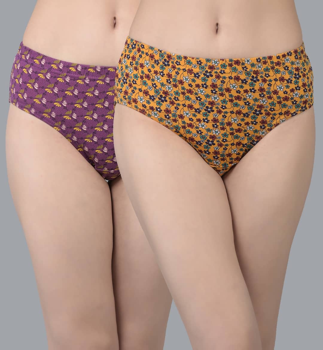 Dollar Missy Pack of 2 Cotton Printed Women's Hipster ( Multi Color )