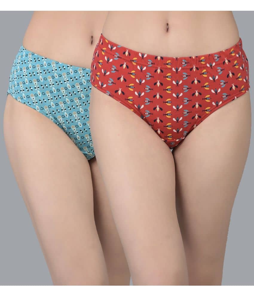 Dollar Missy Pack of 2 Cotton Printed Women's Hipster ( Multi Color )