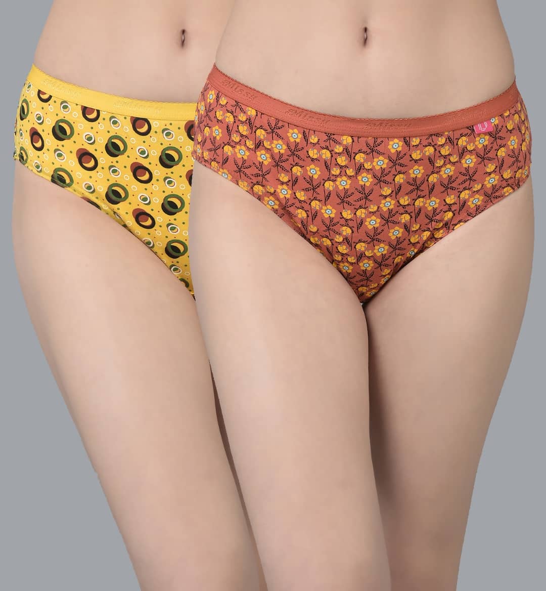 Dollar Missy Pack of 2 Cotton Printed Women's Hipster ( Multi Color )