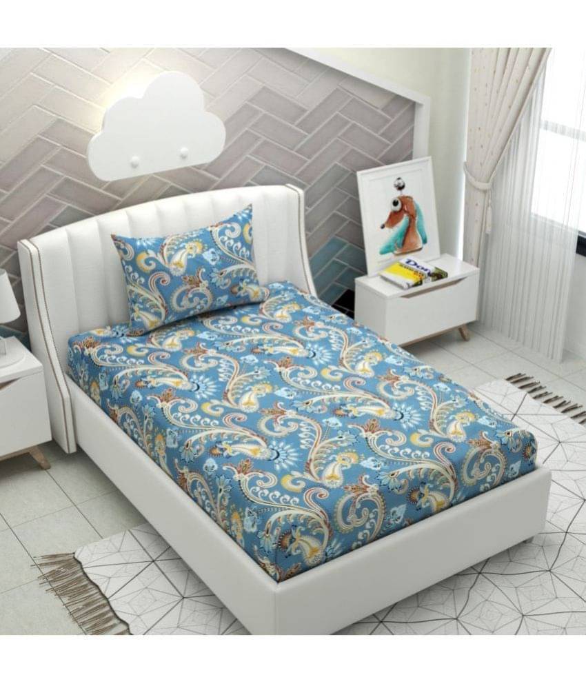     			HIDECOR Microfiber 1 Single Bedsheet with 1 Pillow Cover ( Blue )