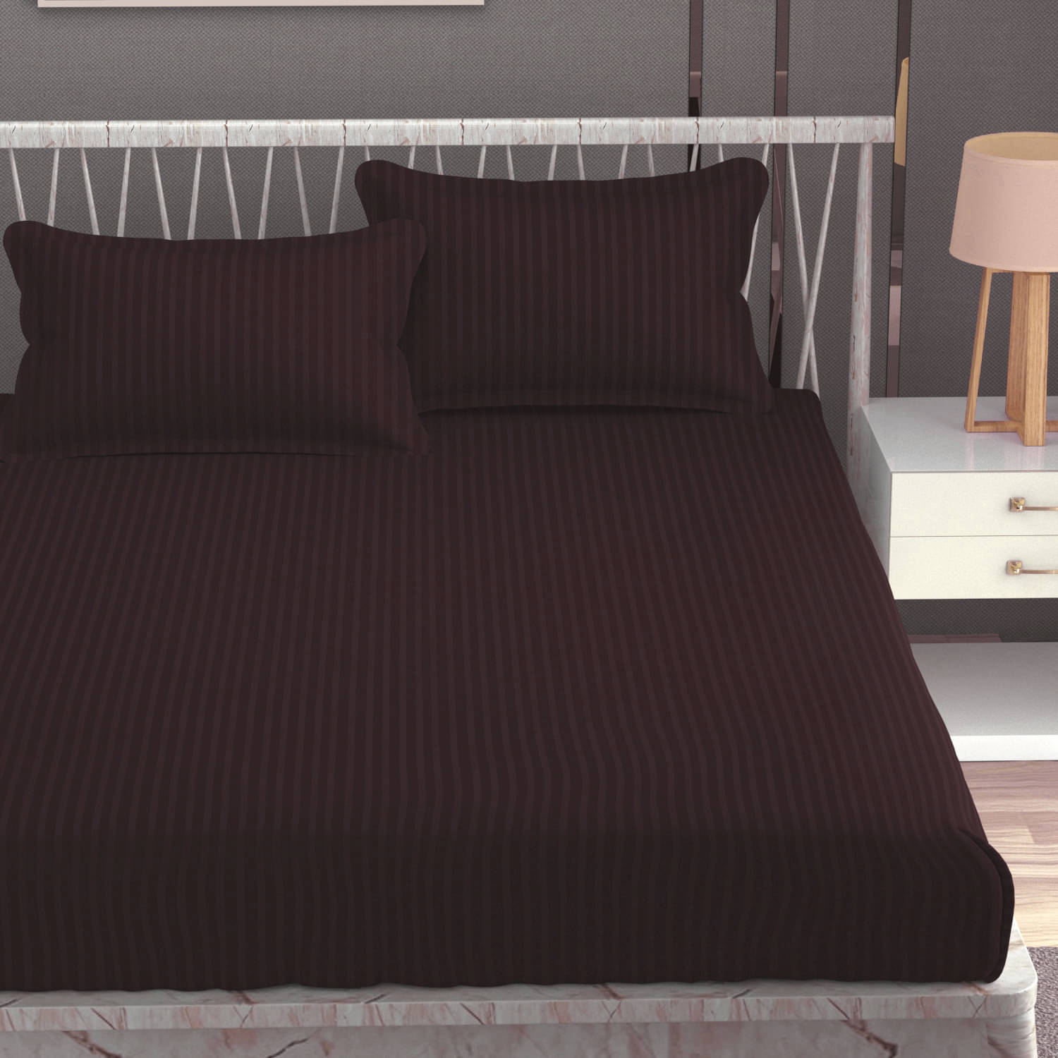     			Homefab India Microfiber 1 Double Bedsheet with 2 Pillow Covers ( Brown )