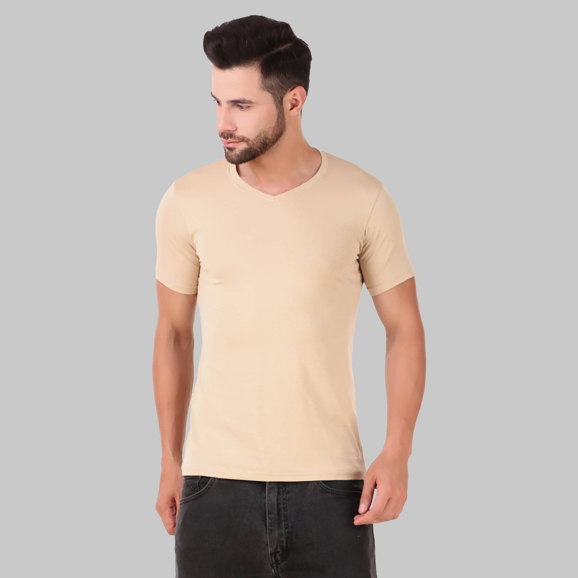     			IDASS Pack of 1 Cotton Blend Regular Fit Men's T-Shirt ( Cream )