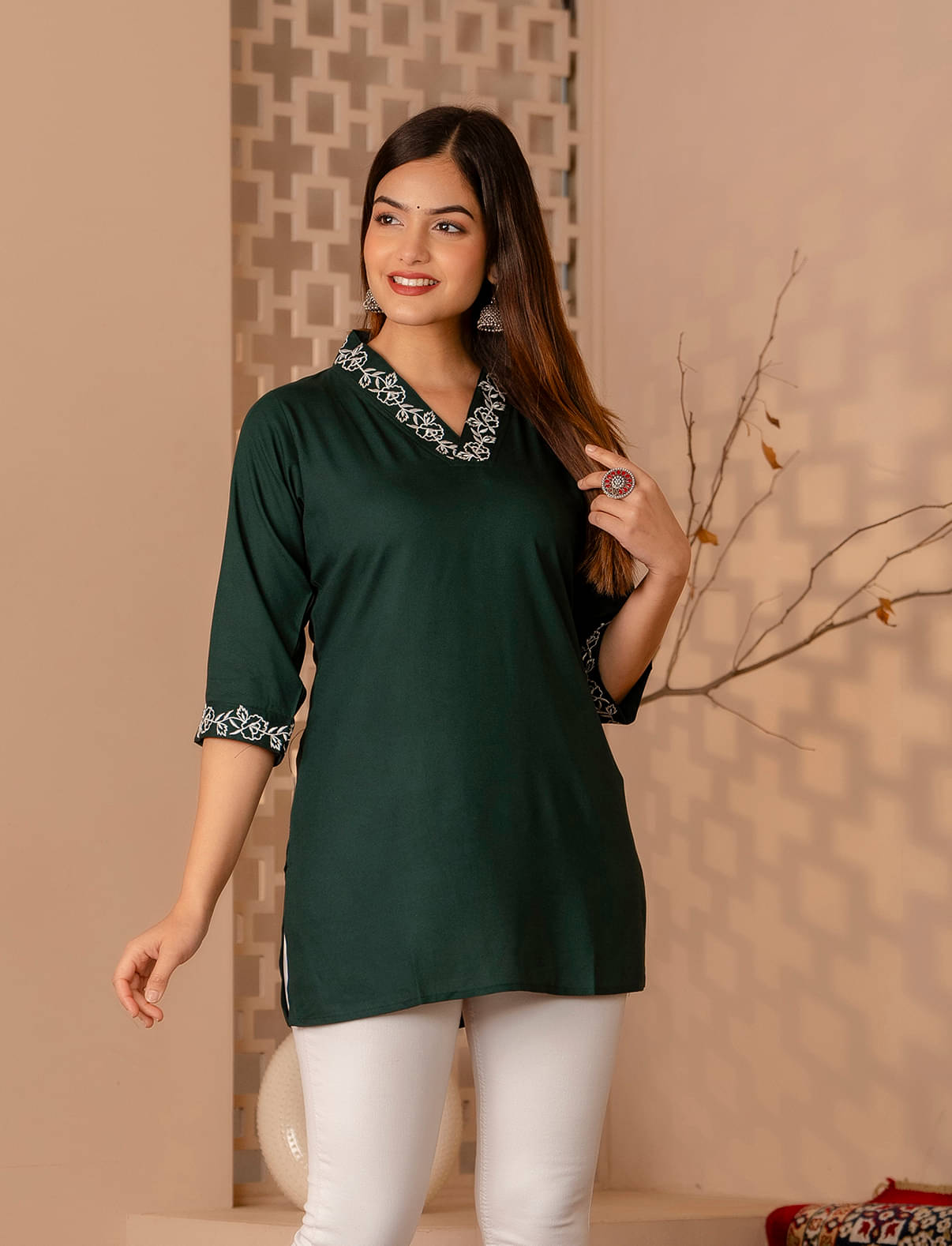 Kapadia Women's Rayon Regular Top ( Green )     			Kapadia Women's Rayon Regular Top ( Green )