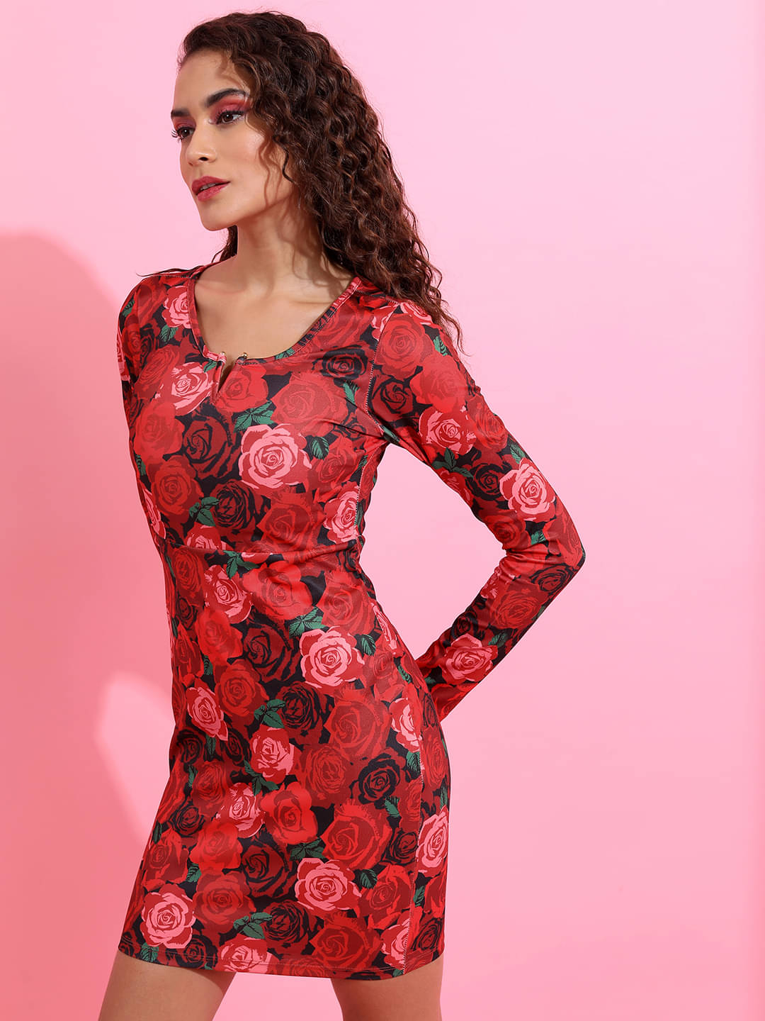 Ketch Women Polyester Blend Printed Bodycon Dress ( Red ) Ketch Women Polyester Blend Printed Bodycon Dress ( Red )