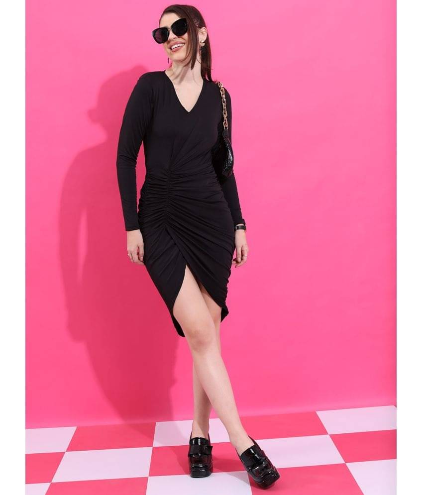 Ketch Women Polyester Blend Solid Bodycon Dress ( Black ) Ketch Women Polyester Blend Solid Bodycon Dress ( Black )