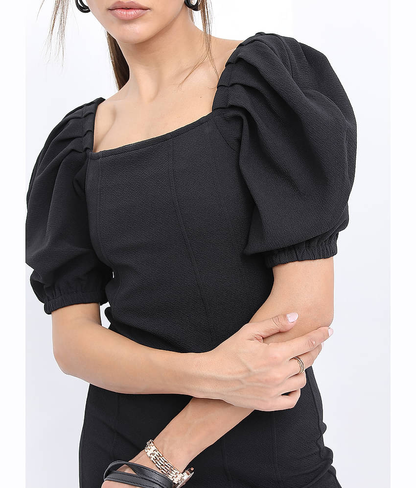 Ketch Women Polyester Blend Solid Bodycon Dress ( Green )