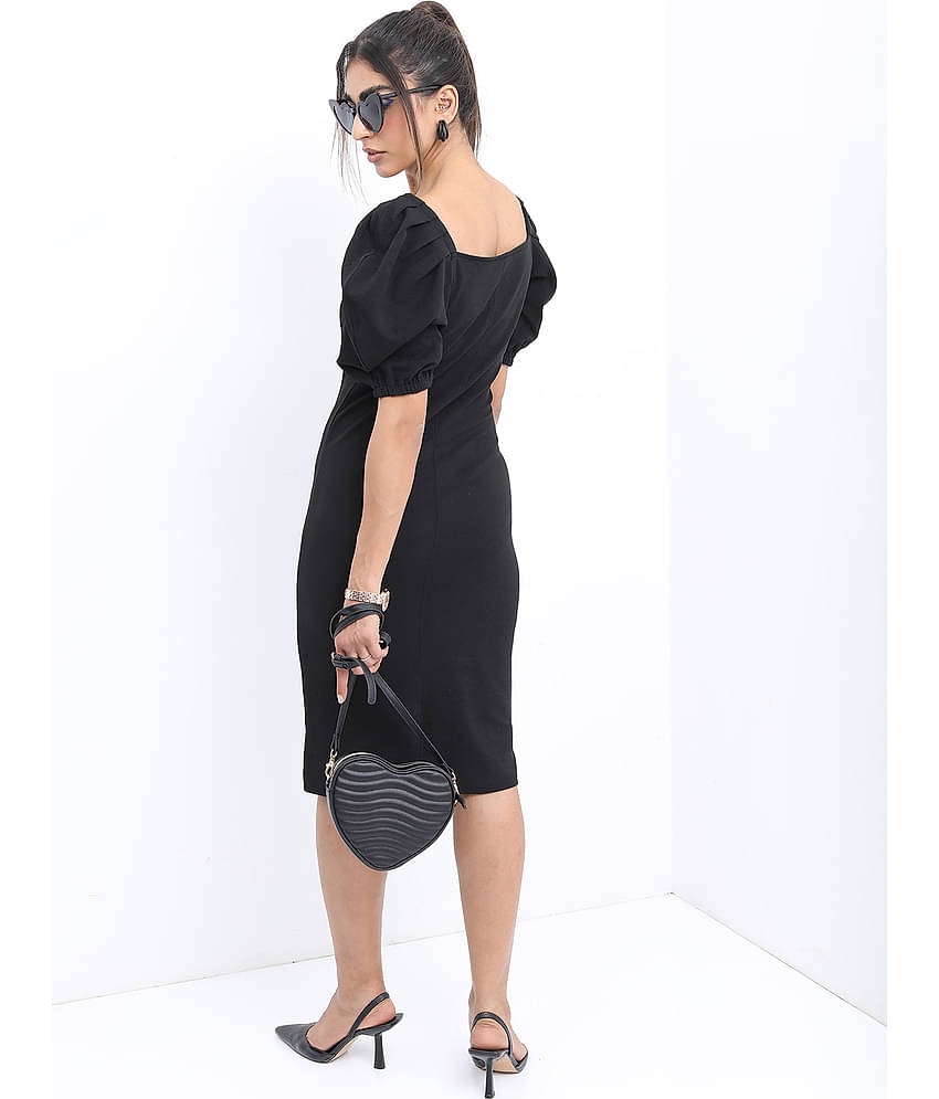 Ketch Women Polyester Blend Solid Bodycon Dress ( Green )