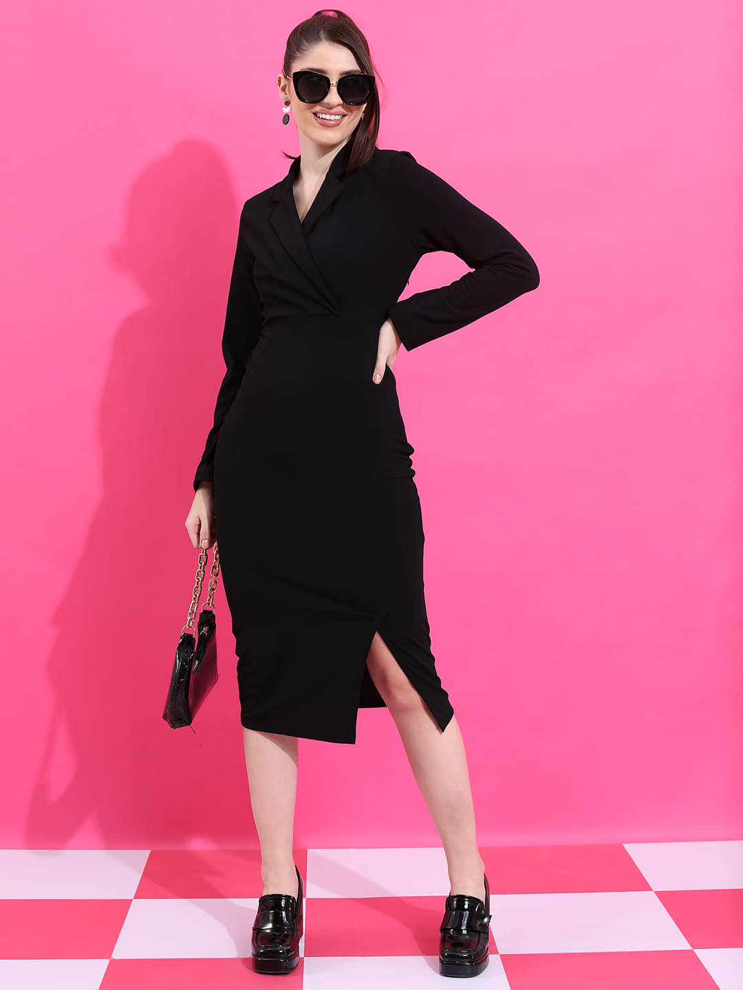 Ketch Women Polyester Blend Solid Wrap Dress ( Black ) Ketch Women Polyester Blend Solid Wrap Dress ( Black )