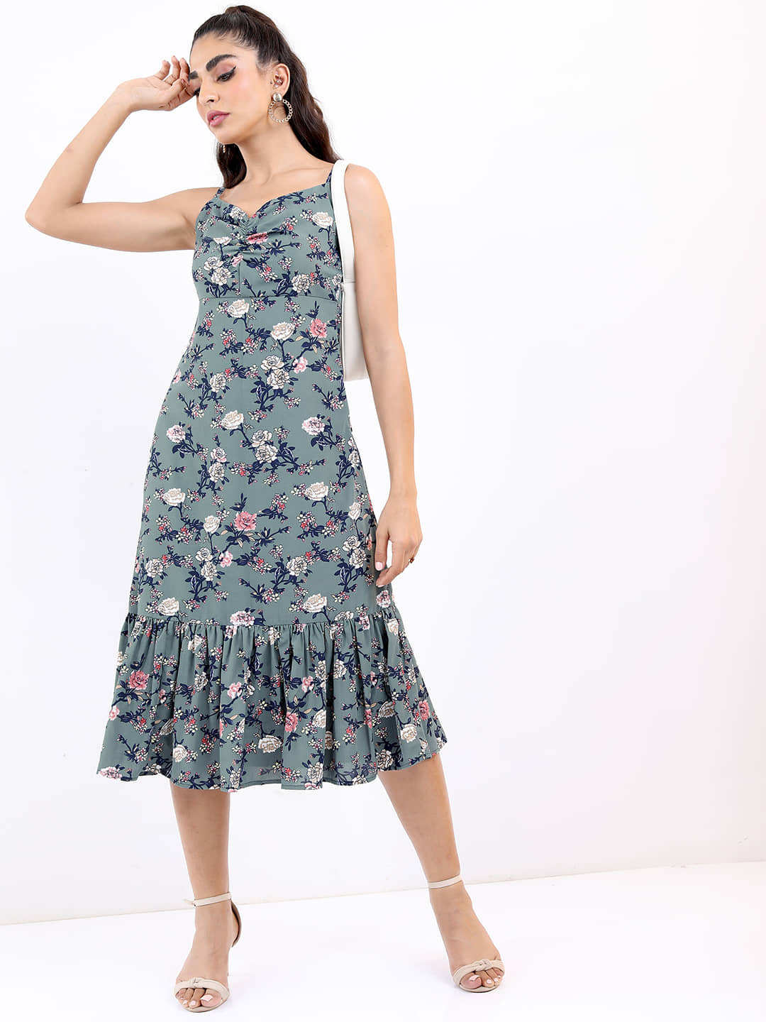 Ketch Polyester Printed Midi Women's A-line Dress - Green ( Pack of 1 )