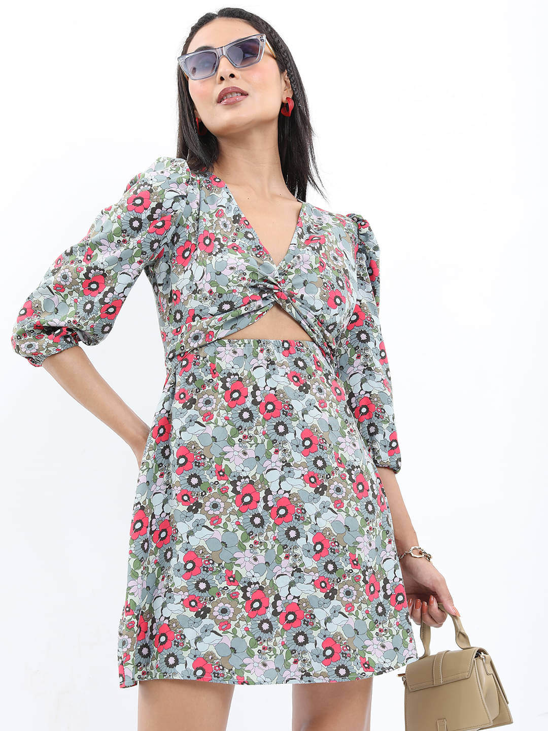 Ketch Women Polyester Printed A-line Dress ( Mint Green ) Ketch Women Polyester Printed A-line Dress ( Mint Green )