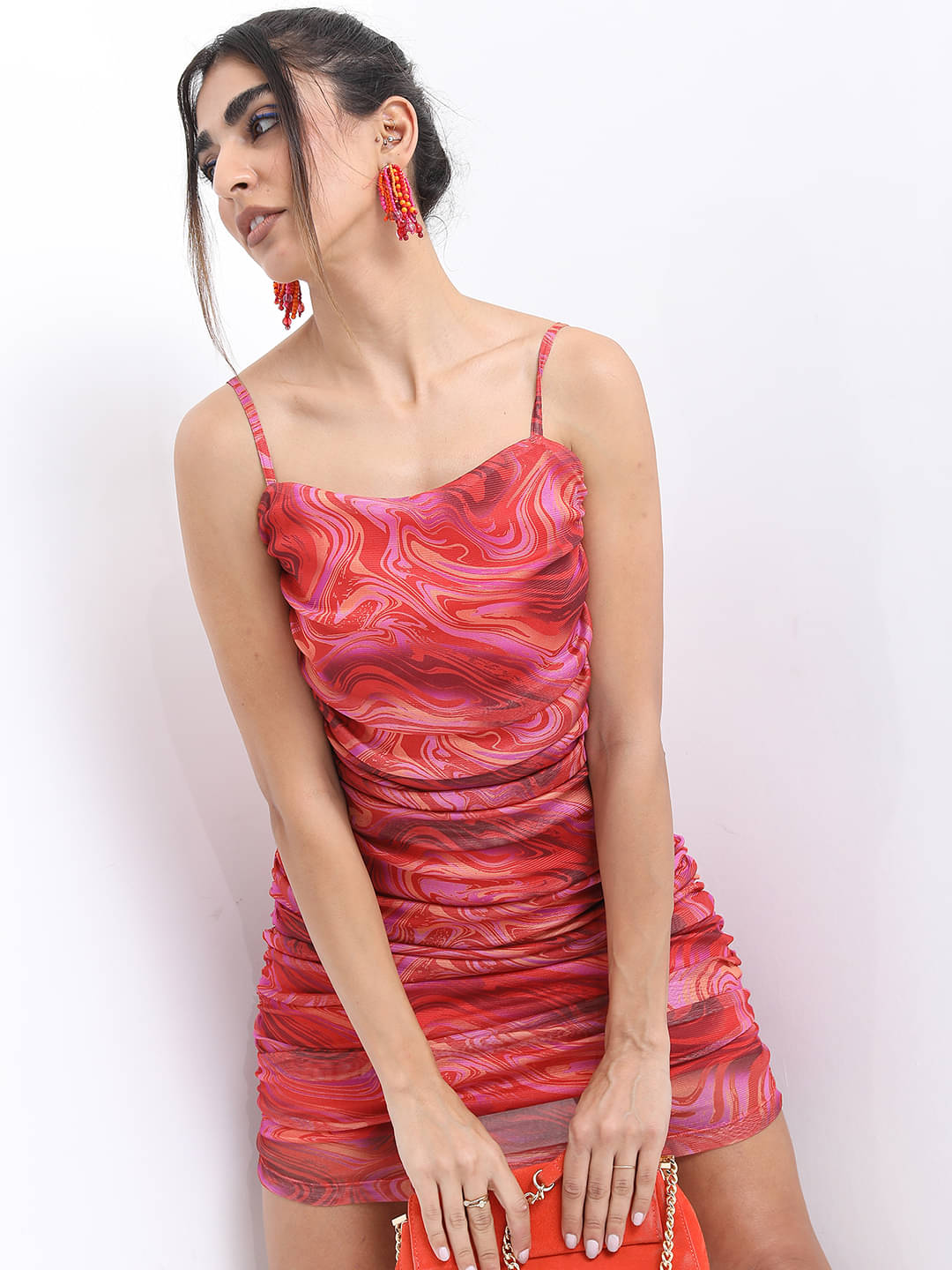 Ketch Polyester Printed Mini Women's Bodycon Dress - Red ( Pack of 1 ) Ketch Polyester Printed Mini Women's Bodycon Dress - Red ( Pack of 1 )