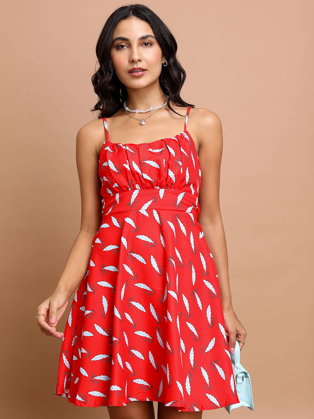     			Ketch Women Polyester Printed Fit & Flare Dress ( Red )