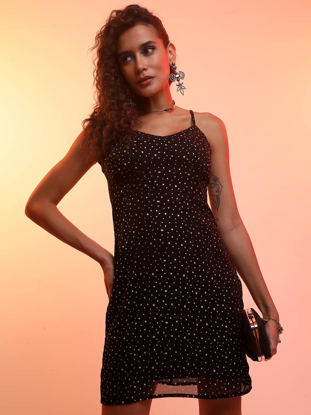     			Ketch Women Polyester Printed Bodycon Dress ( Black )