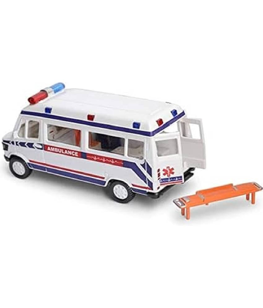 Kidsaholic Plastic Ambulance Toy Car for kids with openable gate.