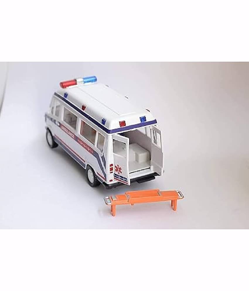 Kidsaholic Plastic Ambulance Toy Car for kids with openable gate.