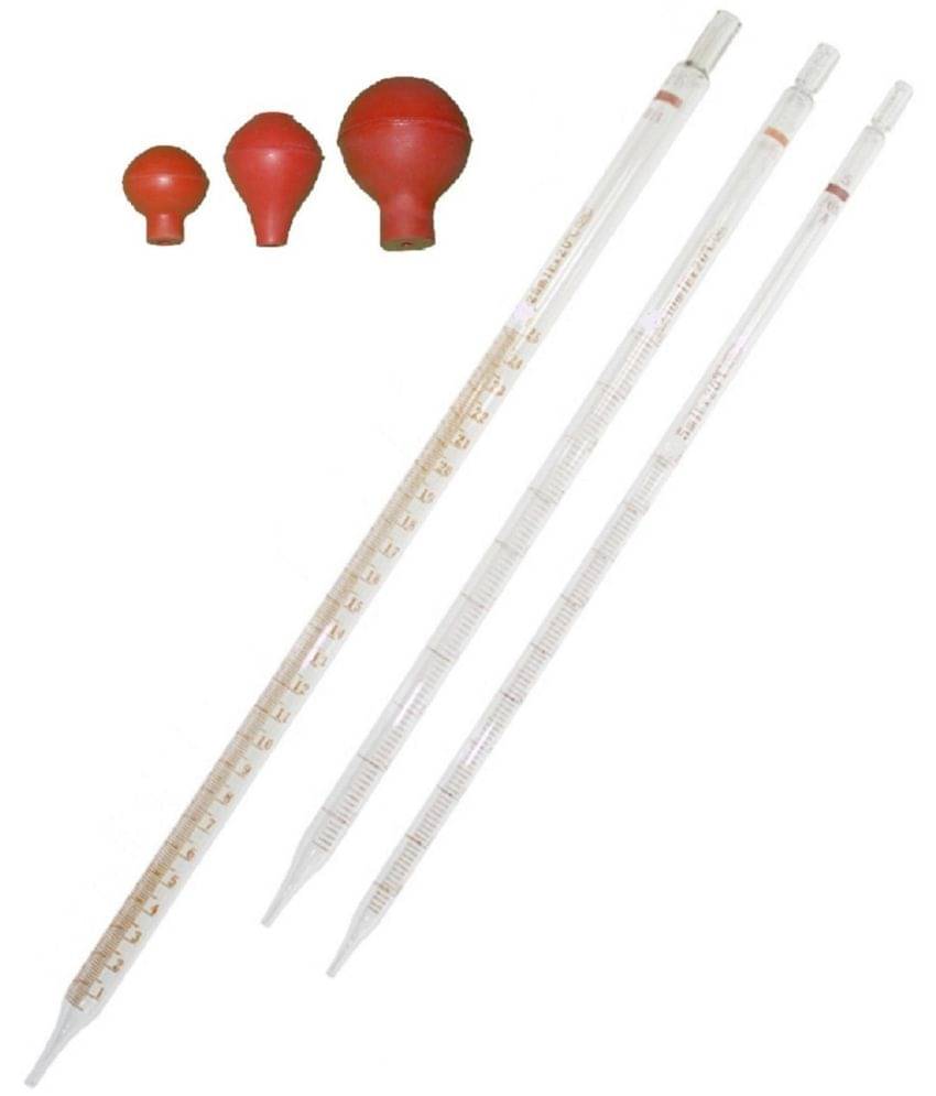Pipette Graduated - 1ml, 2ml, 5ml with Pipette Bulb (Pack of 3) Pipette Graduated - 1ml, 2ml, 5ml with Pipette Bulb (Pack of 3)